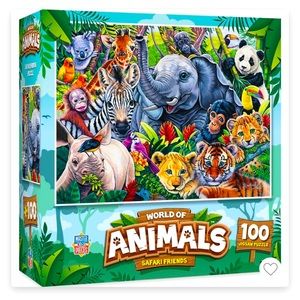 NEW! Masterpieces 100 piece jigsaw puzzles for kids. Safari Friends